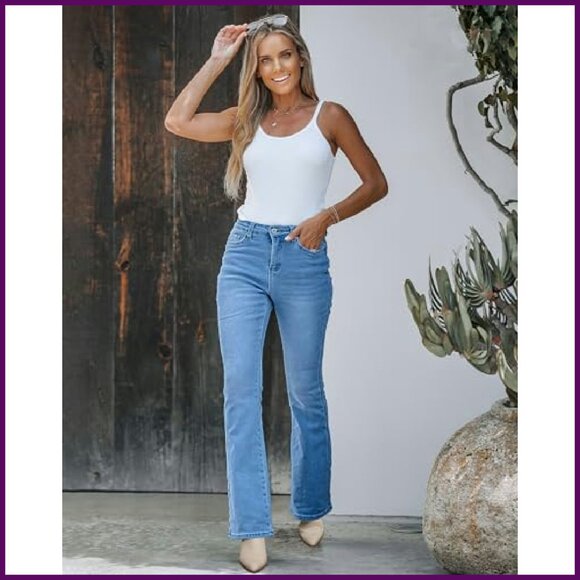 High Waist Fleece Lined Bootcut Jeans Stretchy Thermal Winter Pants - Picture 5 of 8